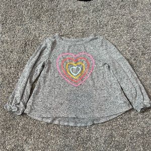 Cat & Jack gray long sleeve rainbow heart shirt. Toddler size 3T